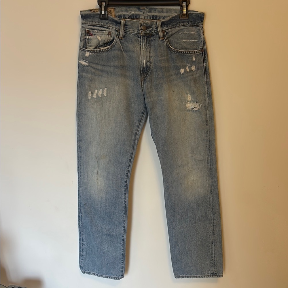 Polo by Ralph Lauren Blue Straight Jeans with Distressed Details